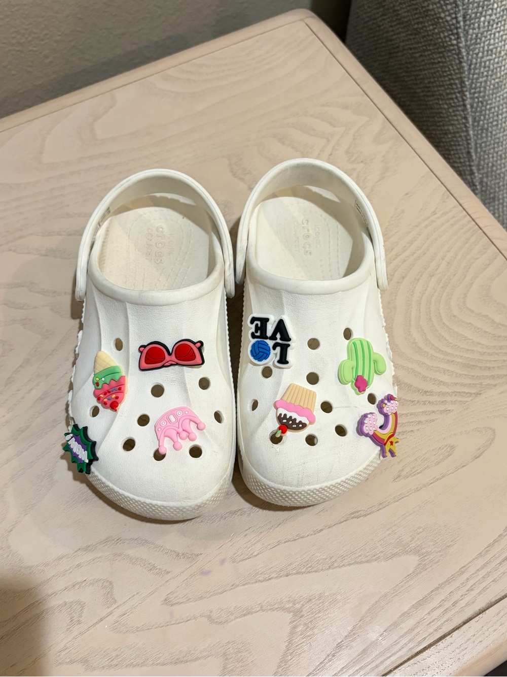 CROCS Kids White Clog Shoes with Fun Charms